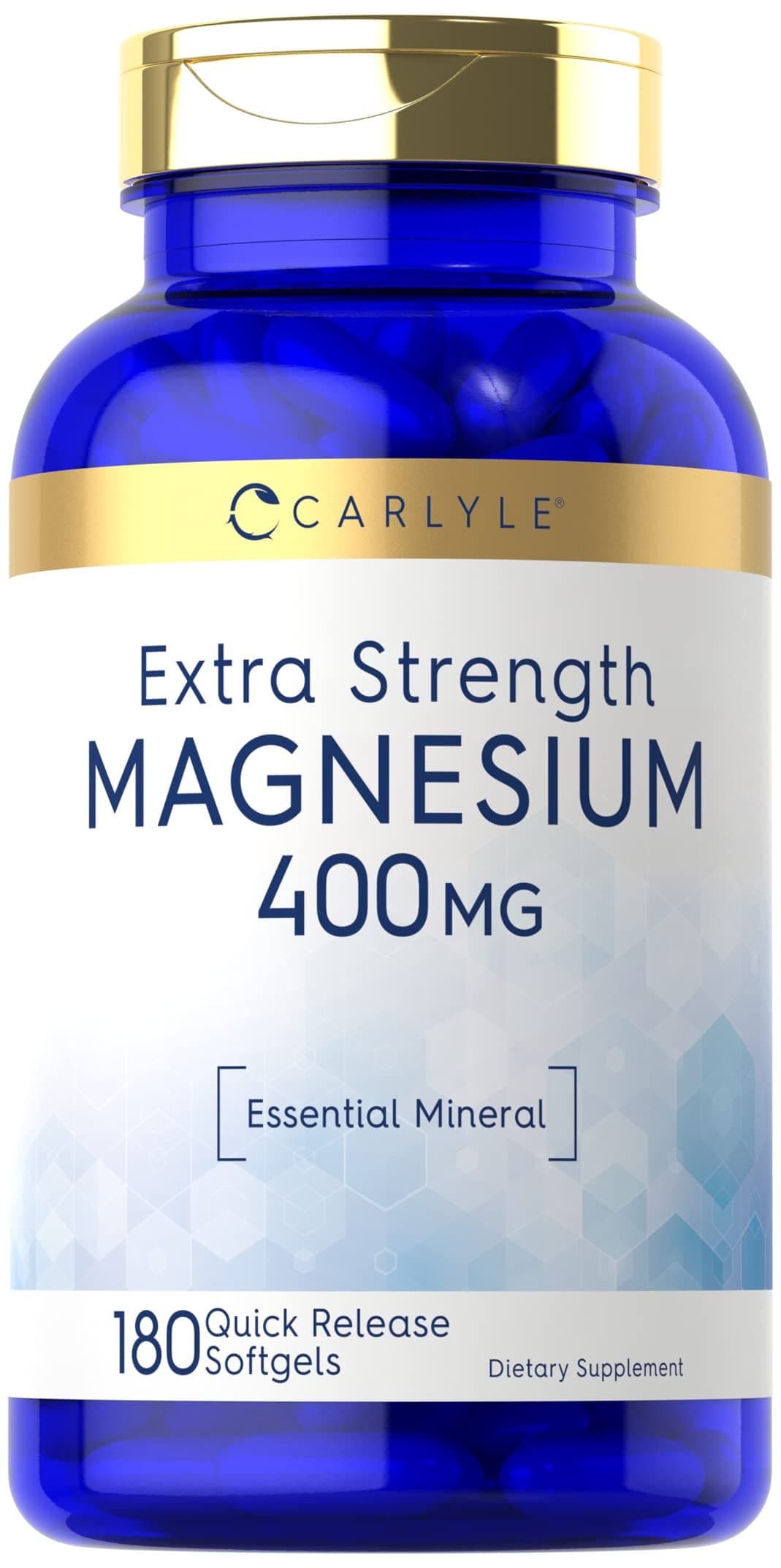 Carlyle Magnesium Oxide 400mg 180 Softgels Essential Mineral NonGMO and Gluten Free Supplement