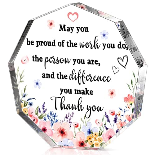 Yinder Thank You Gifts for Women Graduation Desk Decor Gifts for Teacher Coworker Doctor Nurse Leaving Job Inspirational Quotes Farewell Gift for Boss Staff Home Office Desk DecorFlower