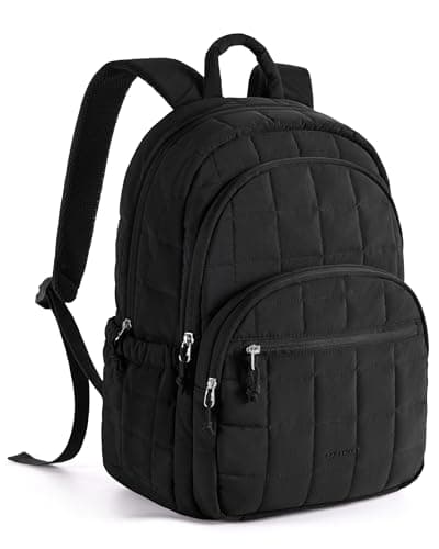 BAGSMART College Laptop Backpack Travel Backpack for Women Quilted Casual Daypack WaterResistant Bookbag for 156 Inch Laptop Black