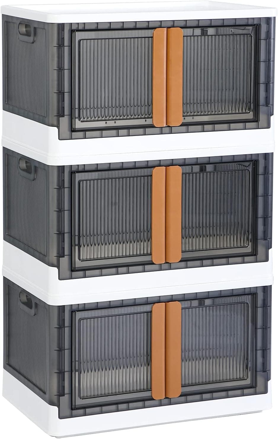 JEYANG Plastic Cupboard for Clothes Plastic Cabinet for Storage Foldable Wardrobe for Clothes Rack for Storage Clothes Storage Cabinet Plastic Modular Drawer Storage Box Double Door 3 Tier