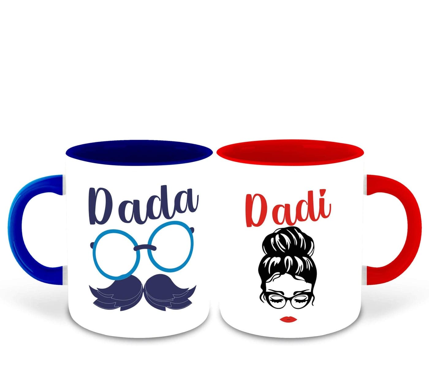 WHATS YOUR KICK Dada and Dadi Inspired Dark Blue & Red Inner Colour Set of 2 Coffee Mug- Dada Ji, Dadi Ji, Best Couple, Best Quotes, Happy Birthday, Relation, Unique Gifts (Dada & Dadi)