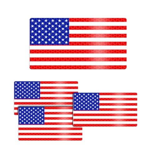 Zpana American Flag Car Reflective Magnet Decals 4PCS Magnetic USA Sticker for Auto Bumper Windows Patriotic Vehicle Exterior Decoration Universal for SUVs Sedans Trucks