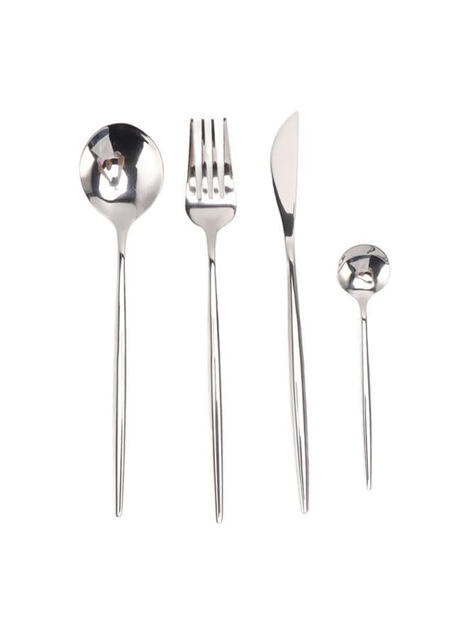 4 Piece Flatware Set Mirror Polished Cutlery Utensil Set Restaurant Eating Tableware Set for Restaurant Home Sliver