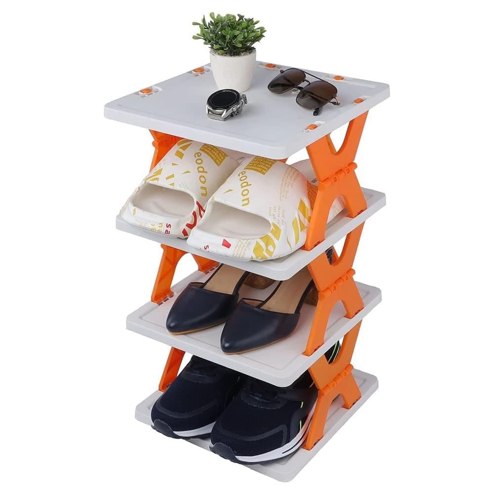 SHODA Premium 4Tiers Shoe RackMultipurpose Storage Rack with Dustproof Cover Iron Pipes Non Woven Fabric Plastic Connector