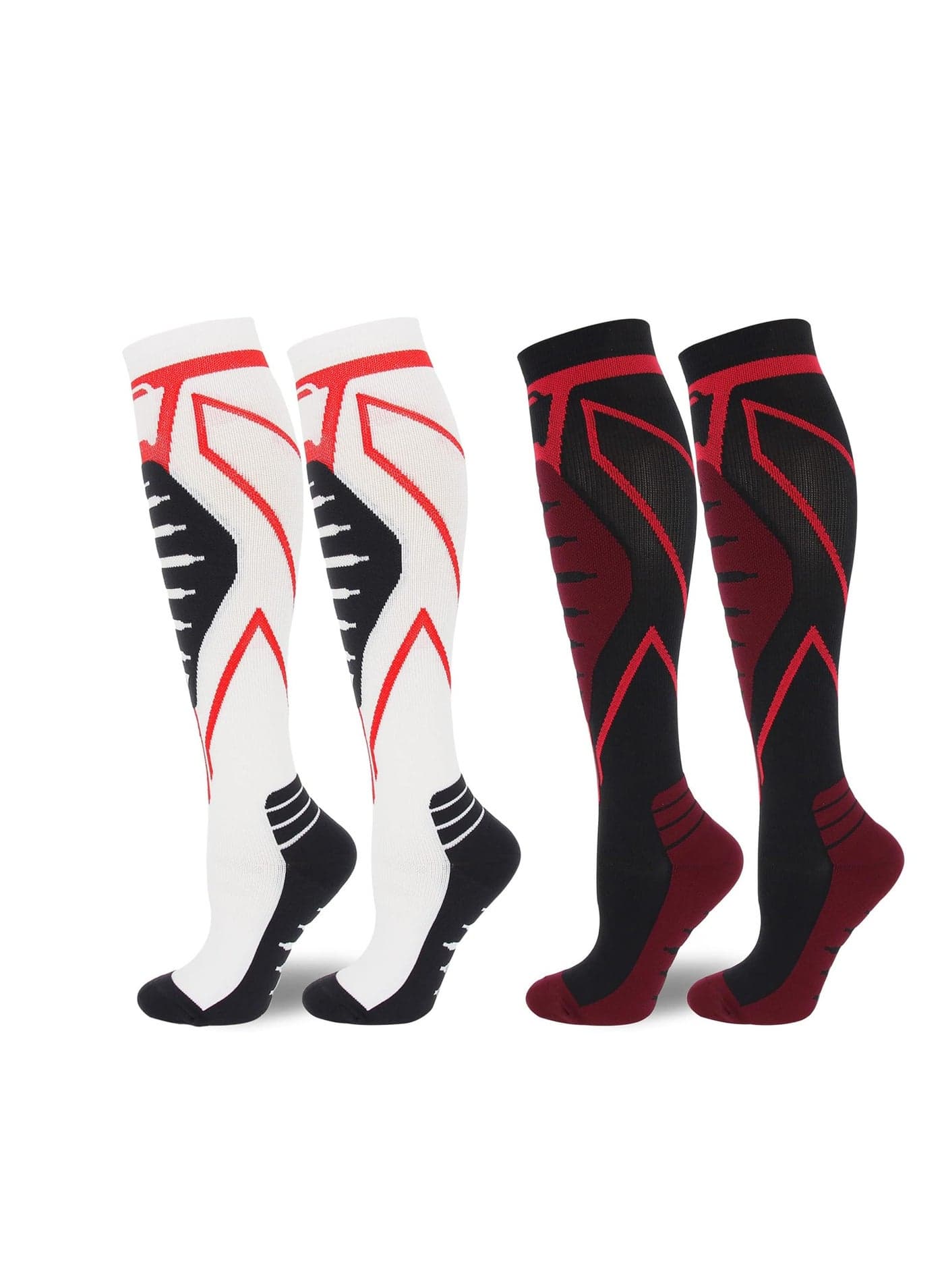 Compression Socks, 2 Pairs Knee High Compression Socks, Running Compression Stockings, 20-30 mmHg for Women u0026 Men, for Nurse Pregnancy Medical Running Sports Travel L/XL
