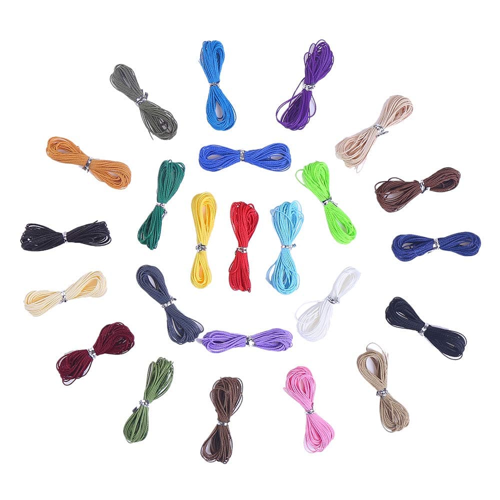 1mm Polyester Waxed Cord String Macrame Bracelet Thread for DIY Jewelry Craft Making 24 Colors 131 Yards