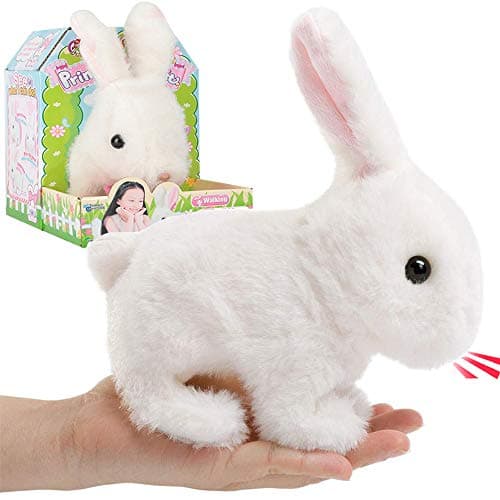 Liberty Imports Plush Bunny Rabbit Pet Electronic Toy Walking Hopping Wiggle Ears Twitch Nose Sounds for Kids