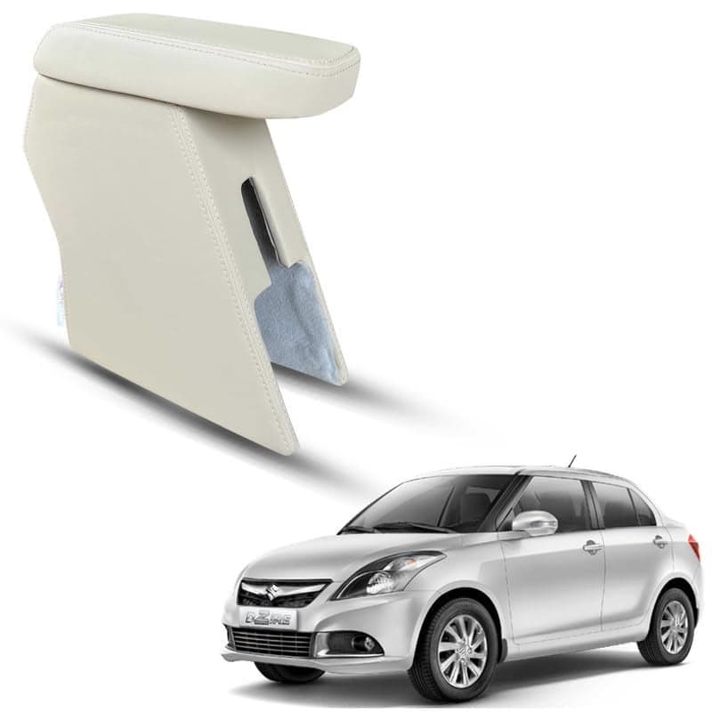 Carigiri Premium Finish Car Armrest with Storage Box And High Density Moulded Foam For Maruti Suzuki Swift Dzire (Models-2013-2017) (Beige with Beige Stitching,Nappa Leatherette)