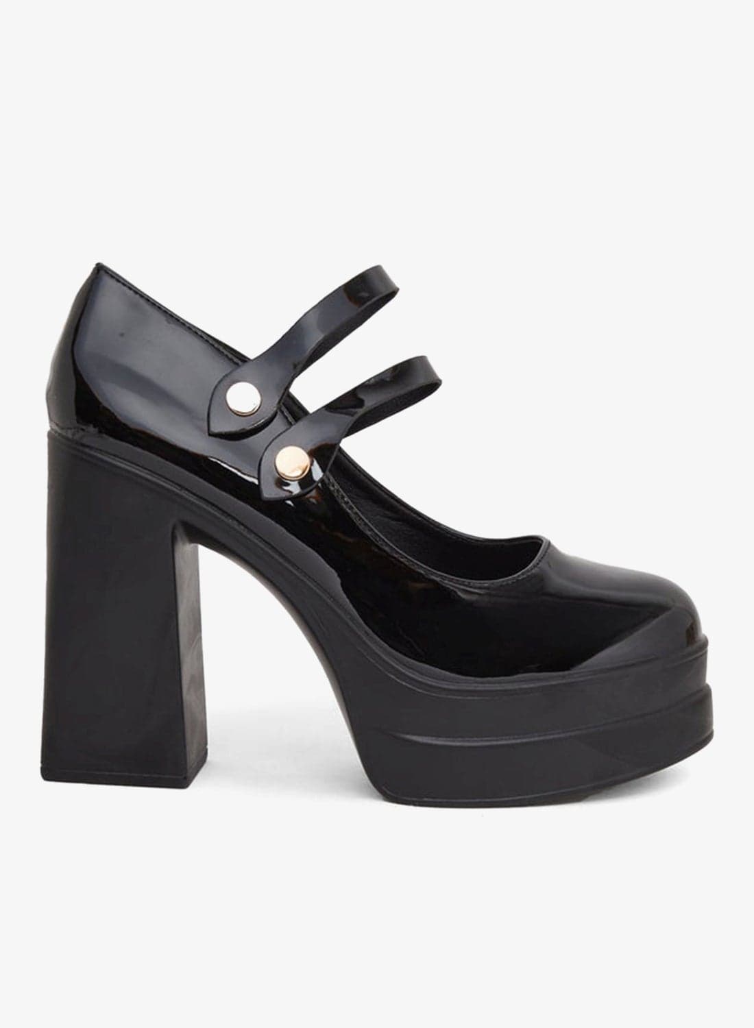 Styli Double Strap Block Heel Shoes