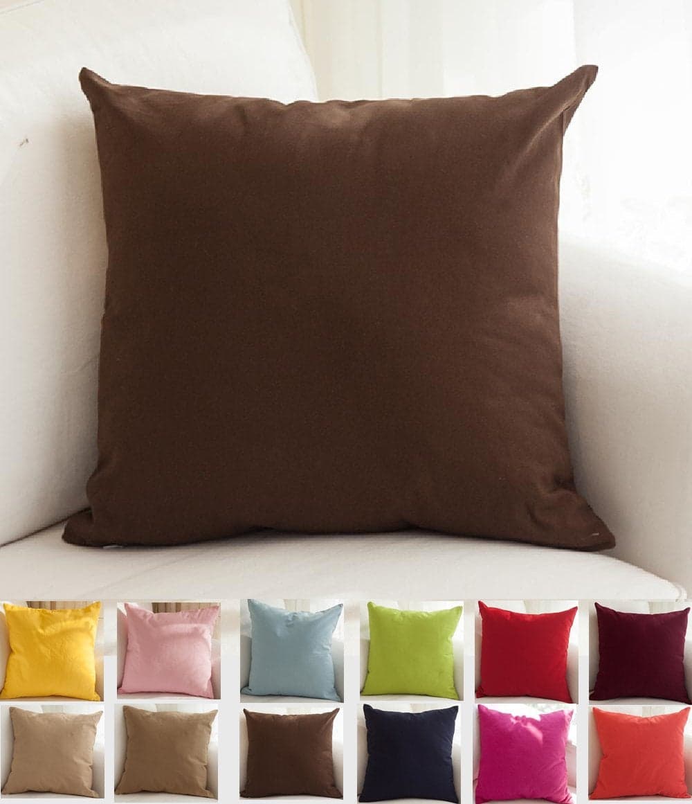 TangDepot Cotton Solid Throw Pillow Covers, 24" x 24" , Deep Coffee, 1 Count (Pack of 1)