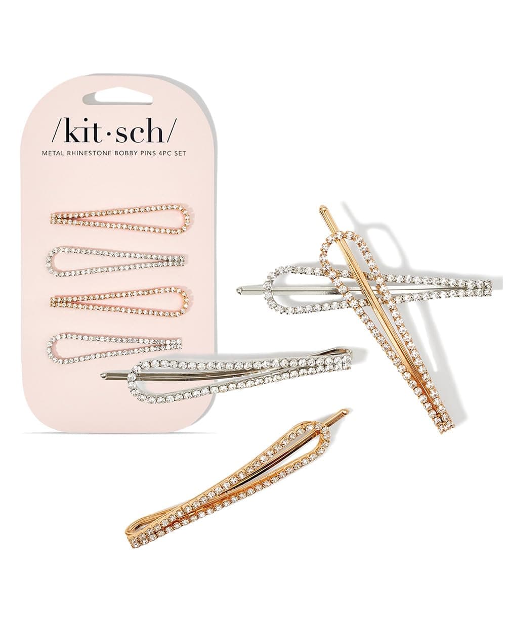 Kitsch Rhinestone Hair Accessories for Women Stylish Gold Hair Pins Decorative Bobby Pins for Weddings Party Events or Everyday Look Set of 4 Gold and Silver