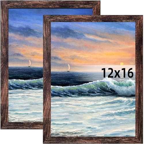 LUCKYLIFE 12x16 Picture Frame Brown for Wall Mounting, 2 Pack