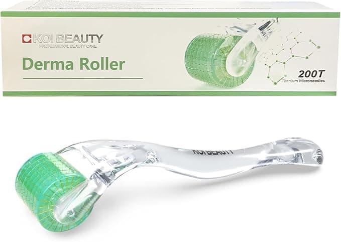 KOI BEAUTY Derma Roller 05mm 200 REAL NEEDLE Professional Microneedling Roller for Hair Beard Growth at Home Micro Needling Roller Titanium for Face Body Scalp for Women Men