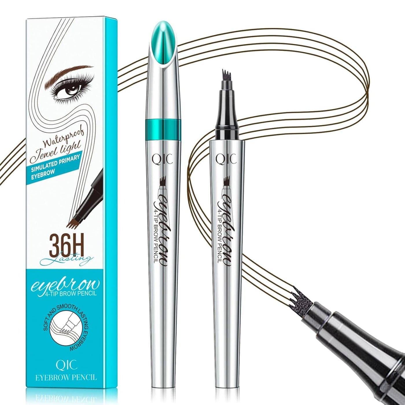 Eyebrow Pencil with 4 Tip Microblade for Natural Eyebrow Makeup Eyebrow Microblading Pen Waterproof SmudgeProof 2 Dark Brown