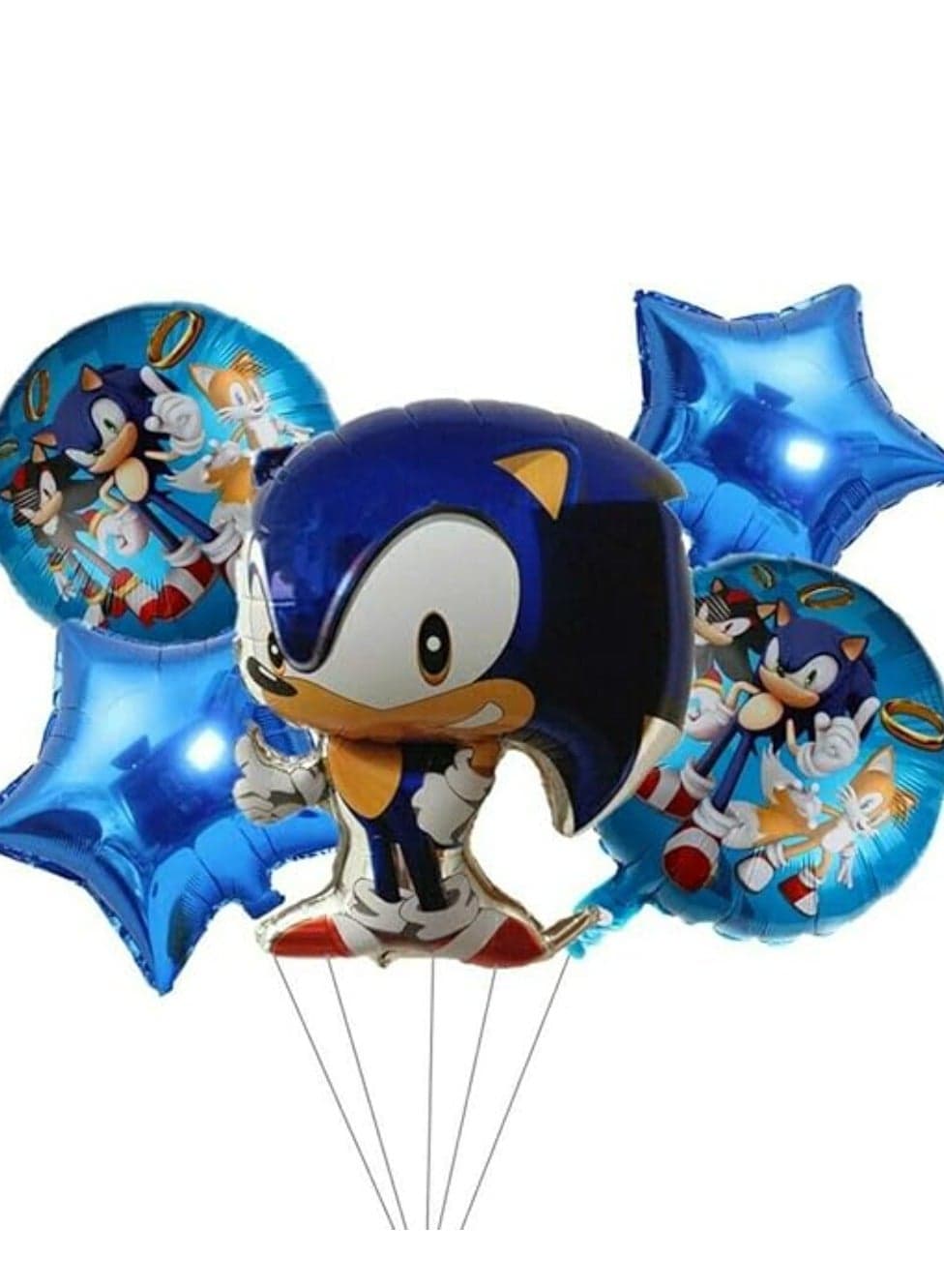 5 PCS Sonic The Hedgehog Foil Balloons Birthday Party Supplies for Kids Sonic Theme Party Decorations, Kids Baby Shower Birthday Party Favors (STYLE 1)