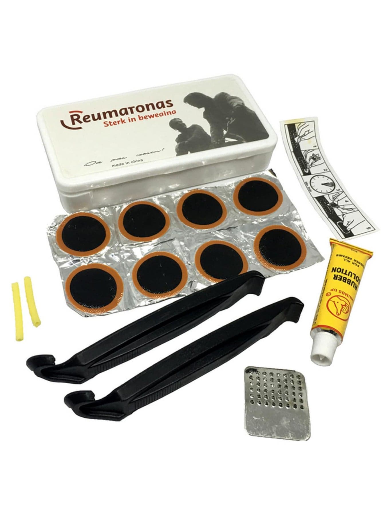 Portable Bicycle Tire Repair Kit with Rubber Patch Glue and Lever Set for Bike MTB Moto Cycling Flat Tire Fix Tools Emergency Roadside Repair Kit