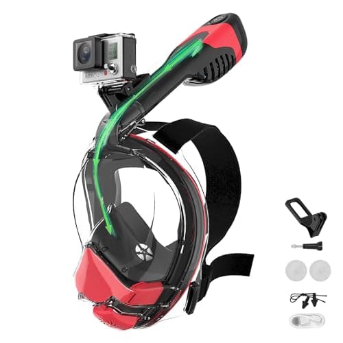 Tizikcon 2025 Electric Full Face Snorkel Mask Adult Snorkeling Gear for Adults with 180 Panoramic View and Latest Dry Top System Patented Airflow System with Fan Assistance AntiLeak AntiFog M