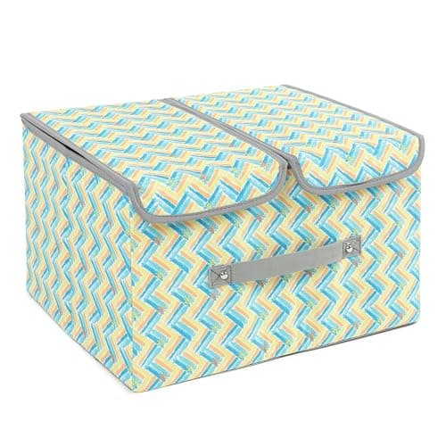 MOMMY BABY LUV Foldable Storage Boxes with Lids – Large Stackable Fabric Organizer Bins with Divider and Handle for Closet, Bedroom, Kids Room and Office (Pack of 1)