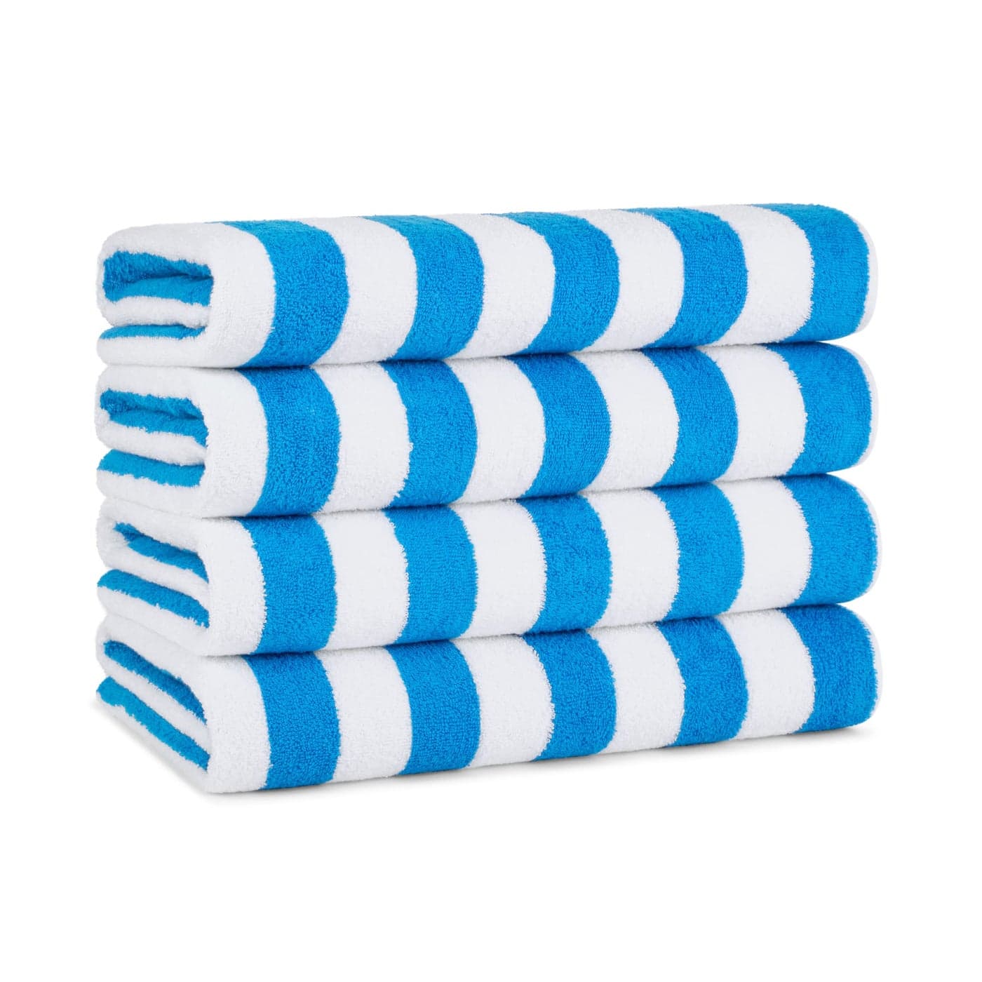 Arkwright California Cabana Stripe Beach Towel Pack of 4 Large Soft Quick Dry Cotton Terry Towels Set for Pool Swim and Hot Tub Oversized 30 x 70 in Blue