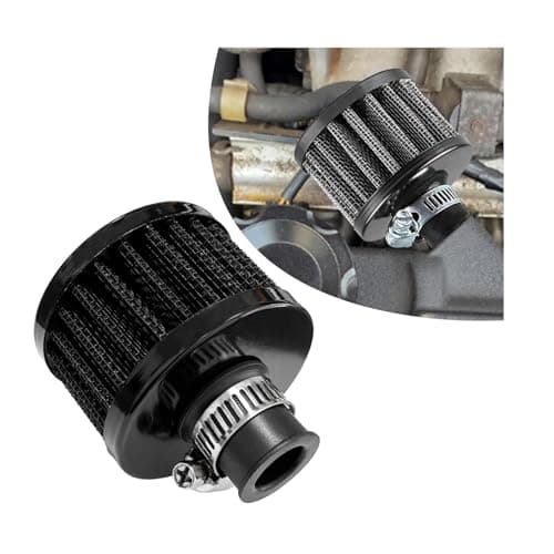 Suvnie 12mm Mini Air Filter Universal Motor Cold Air Intake Filter Breather Auto Turbo Vent Intake Filter Cleaner Crankcase Breather Car Accessories for Motorcycle Engine Parts Black
