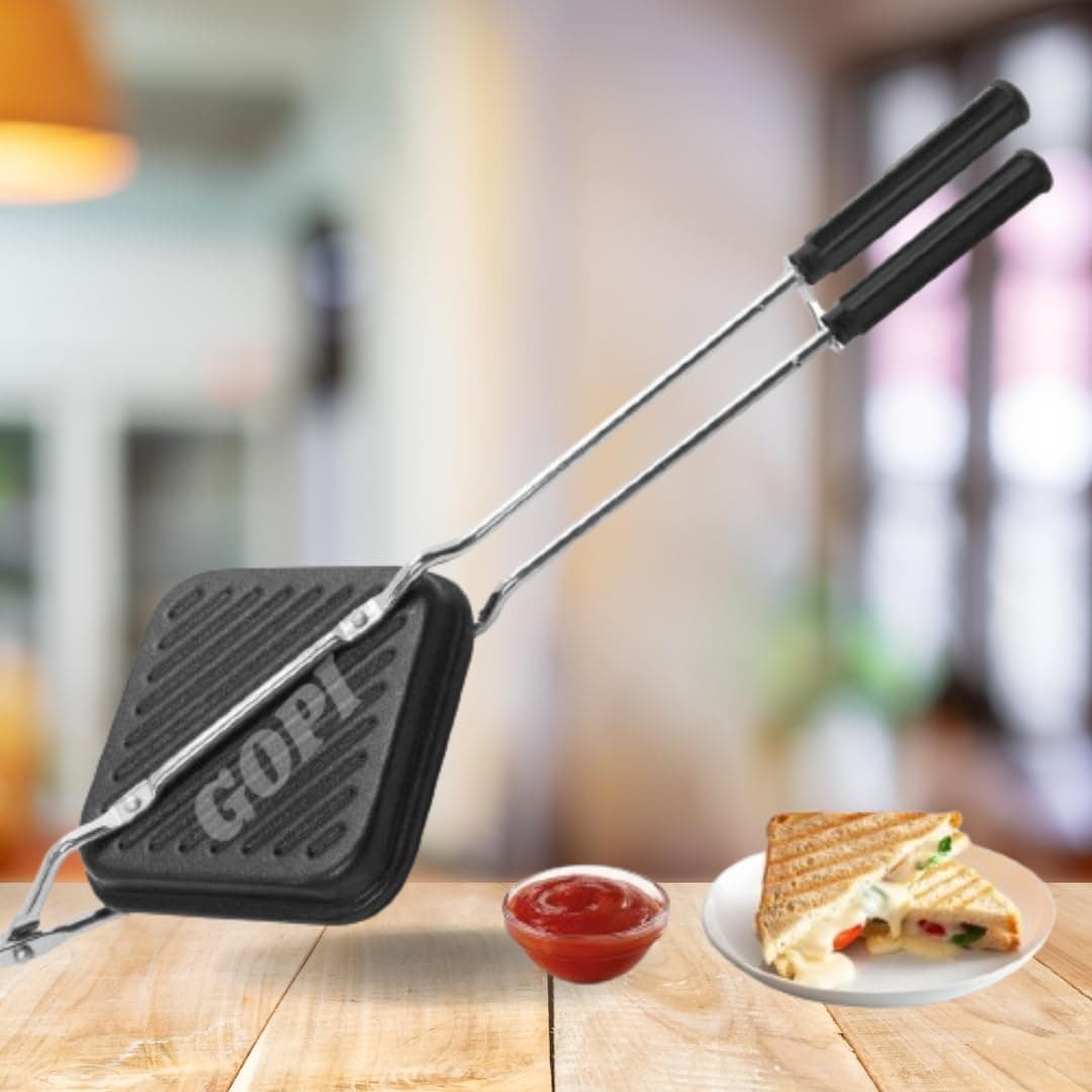 GOPI NonStick Grill Sandwich Toaster Gas Compatible Black