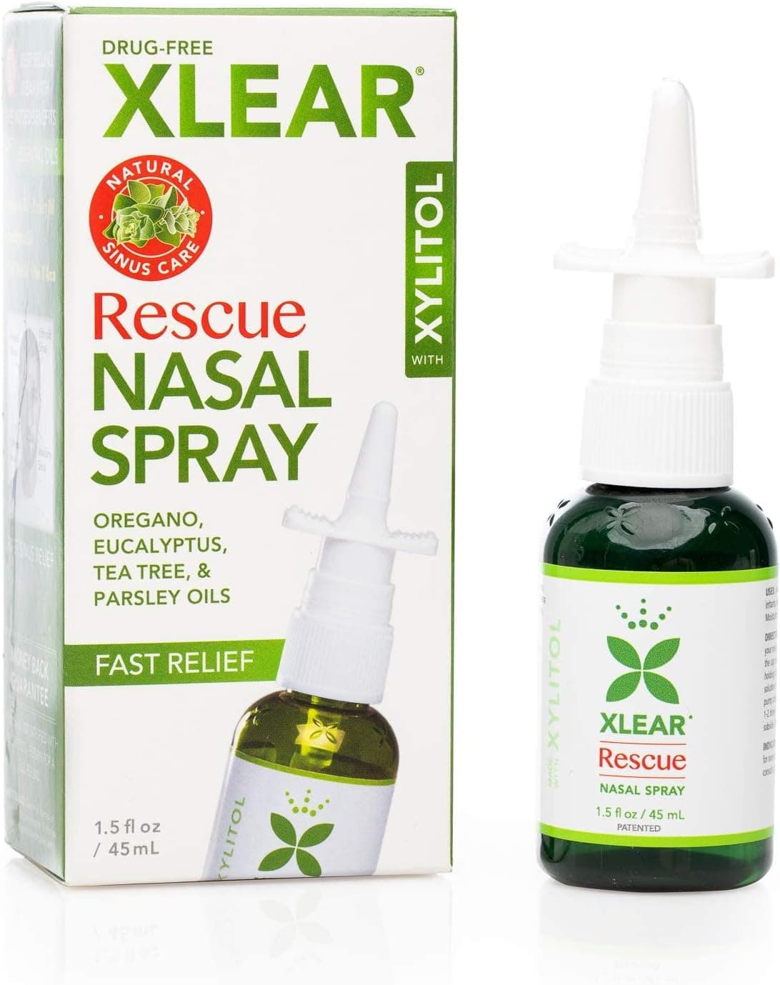 Xlear Rescue Natural Nasal Spray with Xylitol Oregano and Tea Tree 15 fl oz Pack of 4