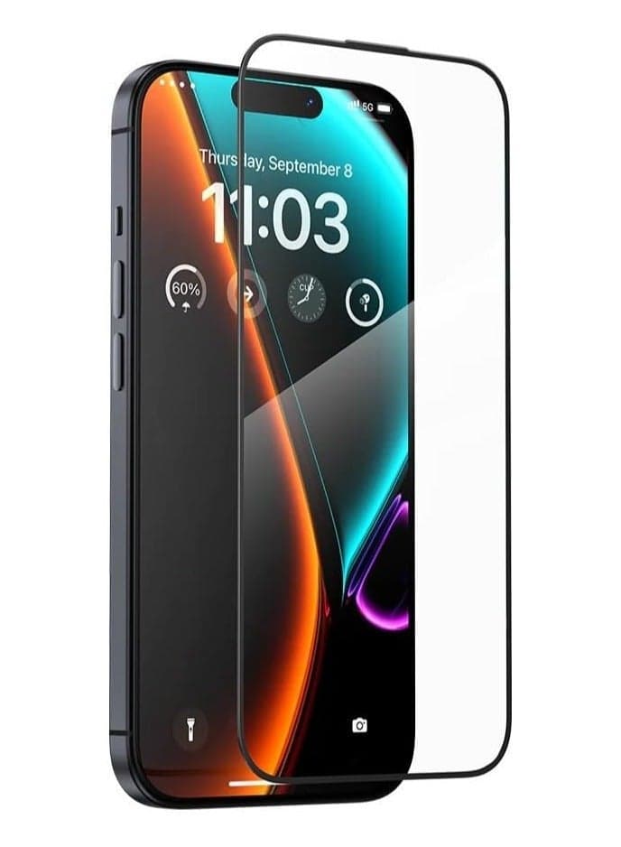 for Iphone 15 Pro Max Screen Protector 9H Tempered Glass Protector Full Glue Edge to Edge 9H Hardness Anti Fingerprint 3D Curved Scratch Resistance Glass for Iphone 15 Pro Max (5D Black)