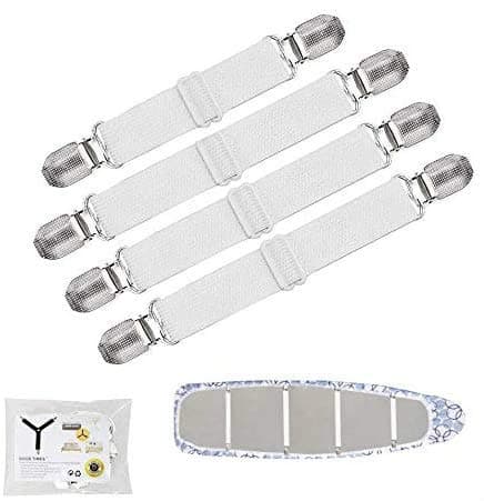 GOODTIMES Premium Ironing Board Cover Clips Fasteners to Keep Cover Flat and Secure on The Board Pack of 4 Clips White