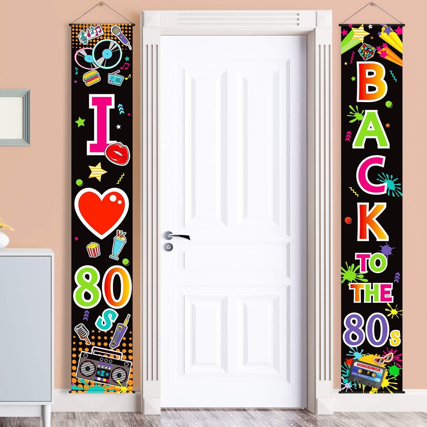 Blulu 70s 80s Party Decoration 90s 80s Banner I Love 1980s Backdrops Back to The 1980s 1970s Hanging Porch Signs for Wall Door Decor Hip Hop Rock Neon Disco 90s Birthday Party Supplies80 Years