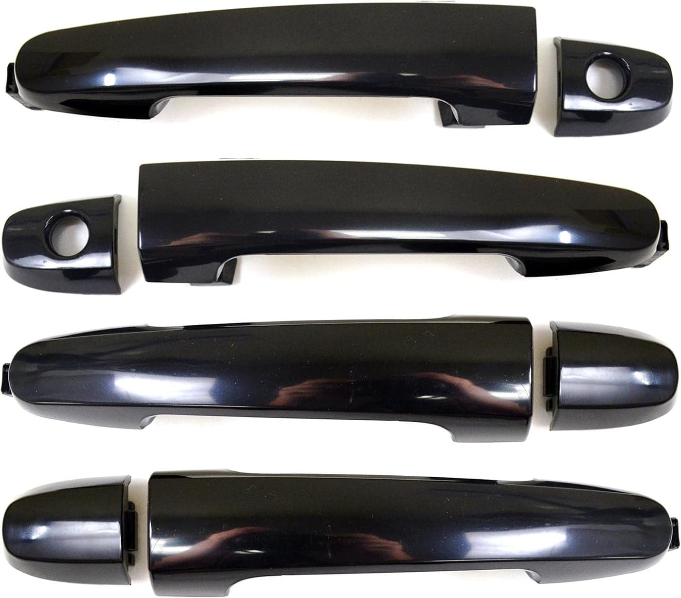 PT Auto Warehouse TO-3180S-QP Smooth Black Outer Door Handle Set - Front Left/Right & Rear Left/Right with Keyhole