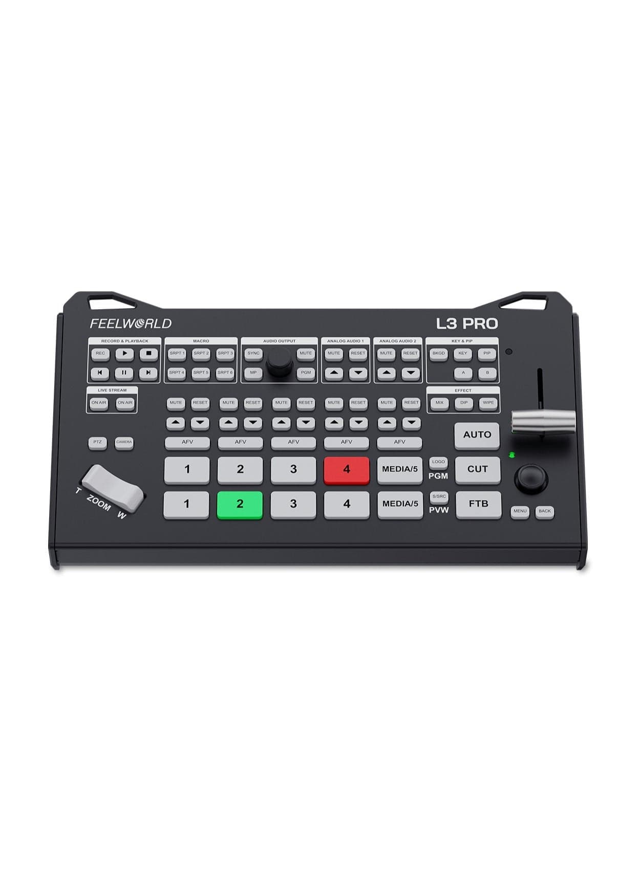 FEELWORLD L3 PRO Live Stream Video Switcher – Professional Multi-Format Video Mixer, 4 HDMI + 4 SDI Inputs, USB-C & RTMP(S) Live Streaming, PTZ Camera Control, 2 HDMI Outputs, Chroma Key, PIP, Audio Mixer, T-Bar Transitions, Video Production Switcher for YouTube, Facebook, Church & Events