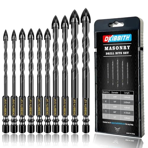 Masonry Concrete Drill Bit Set for Tile Brick Glass Plastic and Wood Tungsten Carbide Tip Work with Ceramic Tile Wall Mirror Paver on Concrete or Brick Wall 10 Pcs
