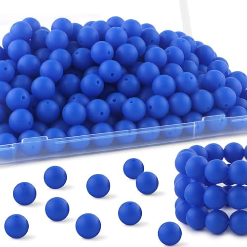 HHCFAST 150Pcs 15mm Silicone Beads for Keychain Making Bracelet Necklace Bulk Round Silicone Beads for PensRoyal Blue