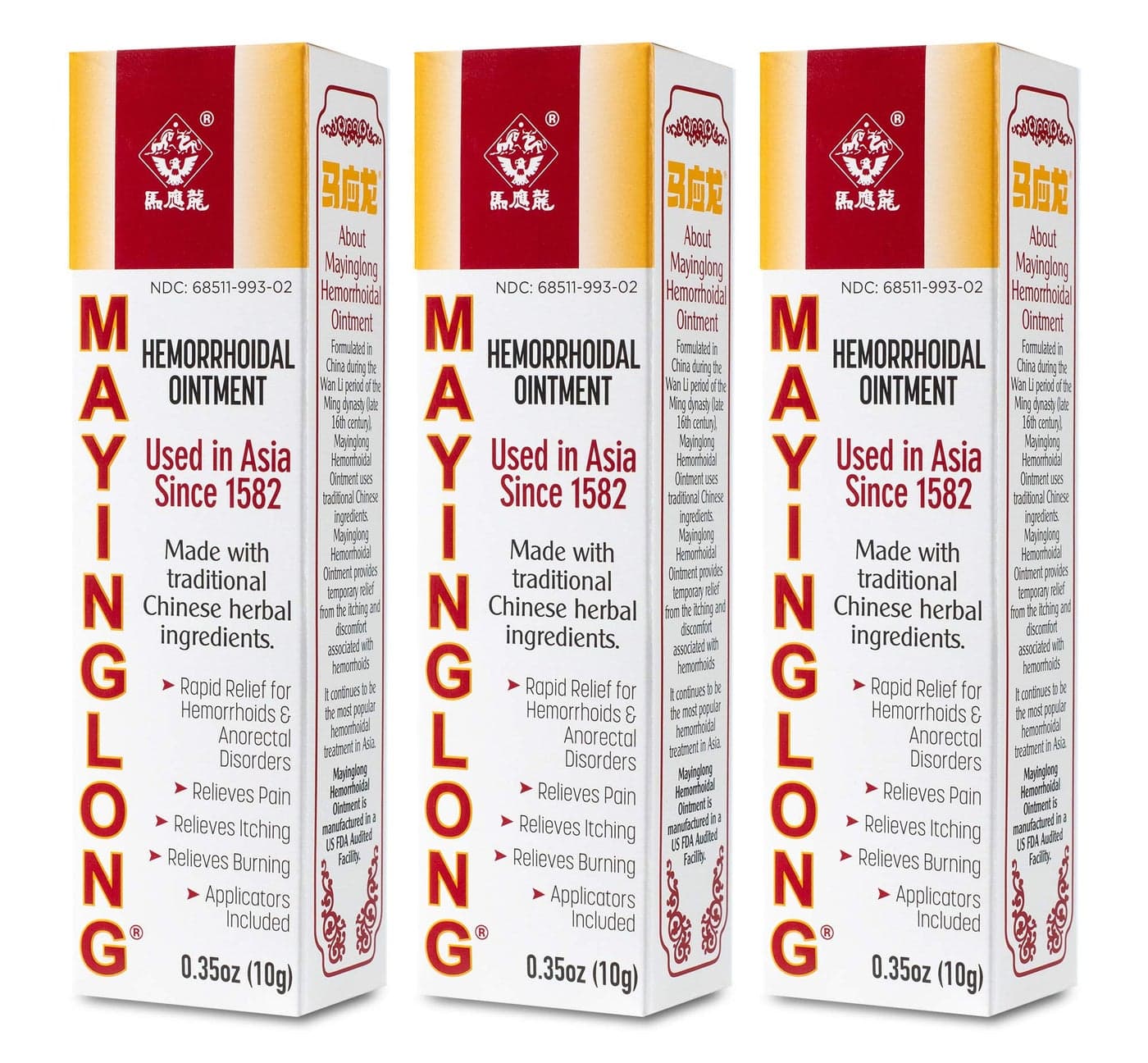 Mayinglong Musk Hemorrhoidal Ointment Helps Relieve Itching Burning or Discomfort Fast 3 Pack
