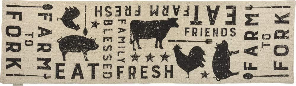 Primitives by Kathy 39418 Black and White Cotton Table Runner 56 x 15Inches Farmhouse