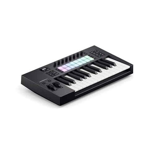 Novation Launchkey 25 MK4 — Compact 25 Key, USB, MIDI Keyboard Controller with DAW Integration. Chord Mode, Scale Mode, 8 Drum Pads, and Arpeggiator — Includes Software Bundle for Music Production