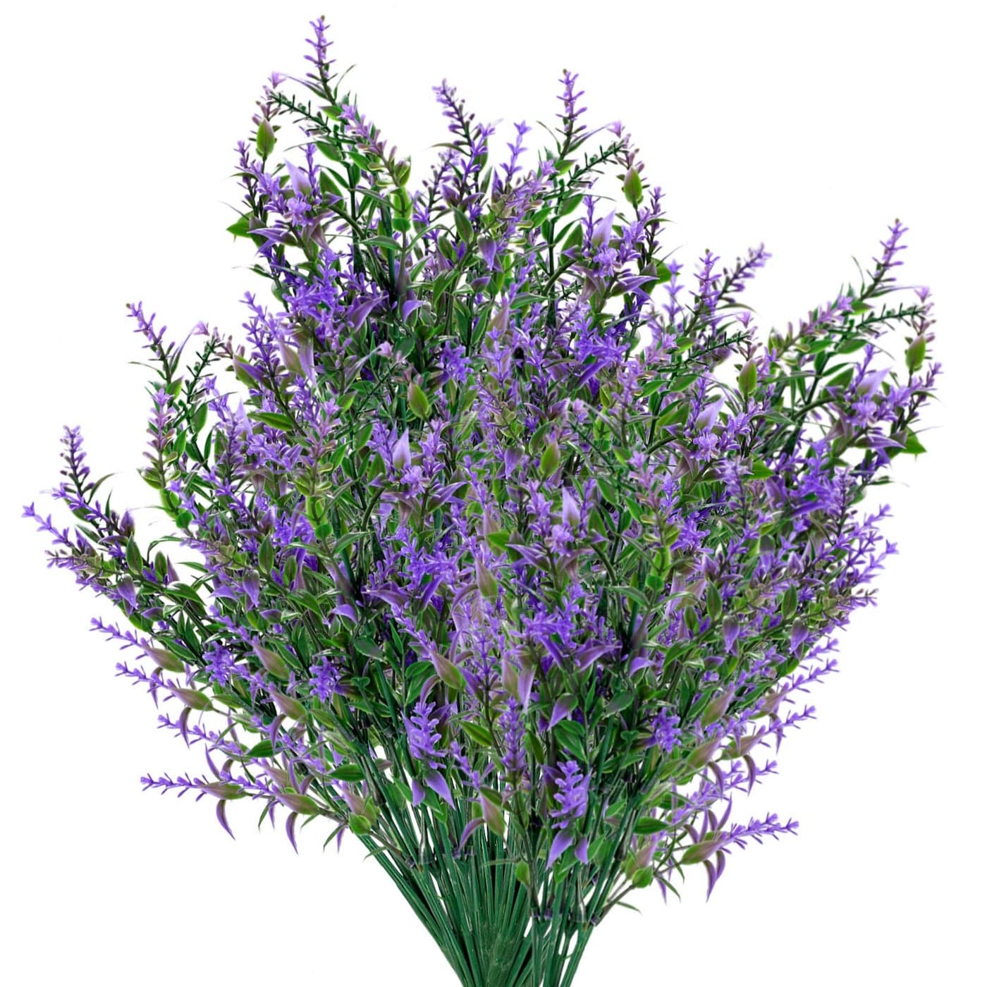 LJHOME 6 Pcs Artificial Lavender Flowers Bouquets Plastic UV Resistant Faux Flowers Plants Fake Greenery Shrubs Bushes Plants Flowers Decorations for Indoor Outdoor Garden Home DecorPurple