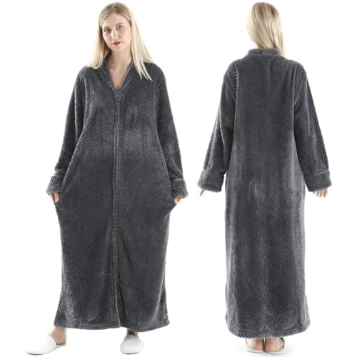 Oksun Womens Fleece Warm RobeCozy Fluffy Long BathrobePlush Night Dressing Robes for Women