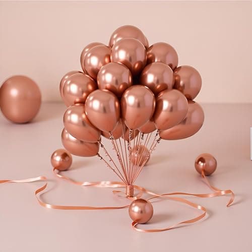 Toys Treasure Rose Gold Chrome Balloons 50 Pack - Birthday Party Decorations Anniversary Baby Shower Supplies