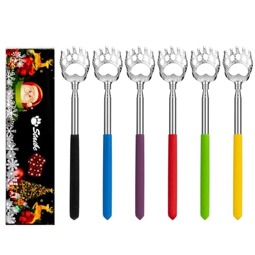 Back Scratcher Bear Claw, Stocking Stuffers Gifts for Men Women Adults, Telescopic Back Scalp Scratchers Massager with Soft Rubber Handles Portable Hand Massage Tool Both Human and Pets (6Pack)