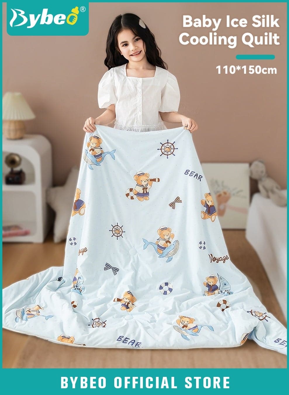Lightweight Baby Quilt, Soft Toddler Blanket, Kids Cooling Silk Summer Quilt for Boys and Girls, Sleep Blanket for Crib, Toddler Bed, Preschool, Daycare, Air-conditioned Room, and Kindergarten, Machine Washable Year-Round Bedding