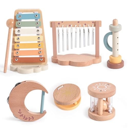 Smartwo Baby Montessori Musical InstrumentsWooden Percussion Xylophone Musical Toys for ToddlersSensory Toys for 18 Month OldKids Preschool EducationalBirthday Gift for Ages 2 3