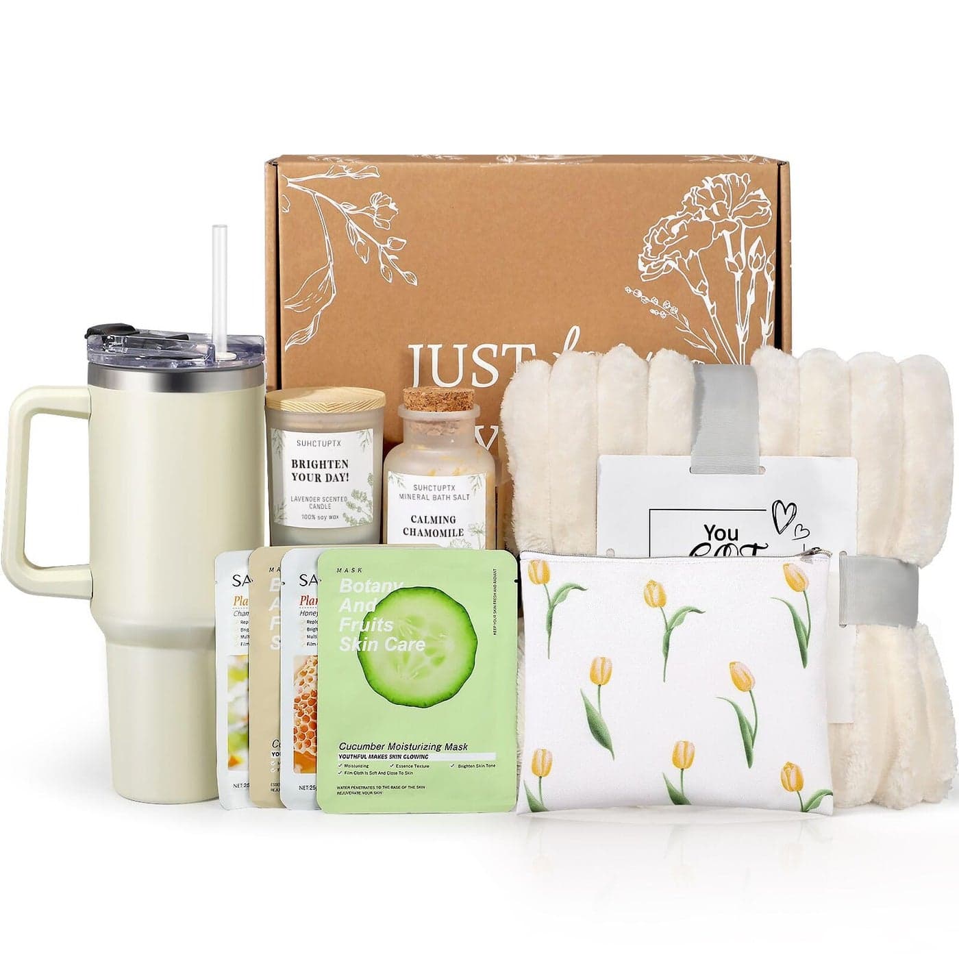 Birthday Gifts for Women Self Care Gifts Get Well Soon Gifts Relaxing Spa Gifts Basket Care Package wLuxury Flannel Blanket 40 oz Tumbler for Her Wife Mom Friends Sister