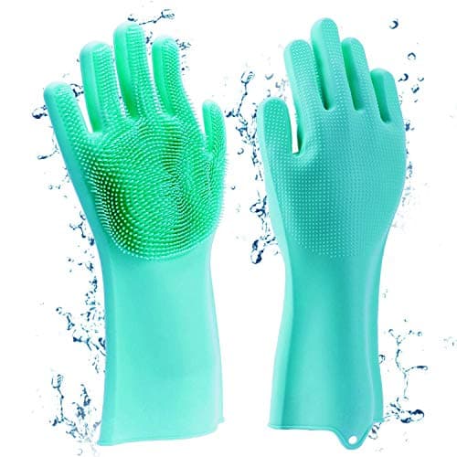 HomeFast Magic Silicone Dishwashing Gloves Cleaning Scrubbing-Dish Wash Silicone Gloves Great for Washing Dish,Kitchen,Car,Bathroom and More... (Green)