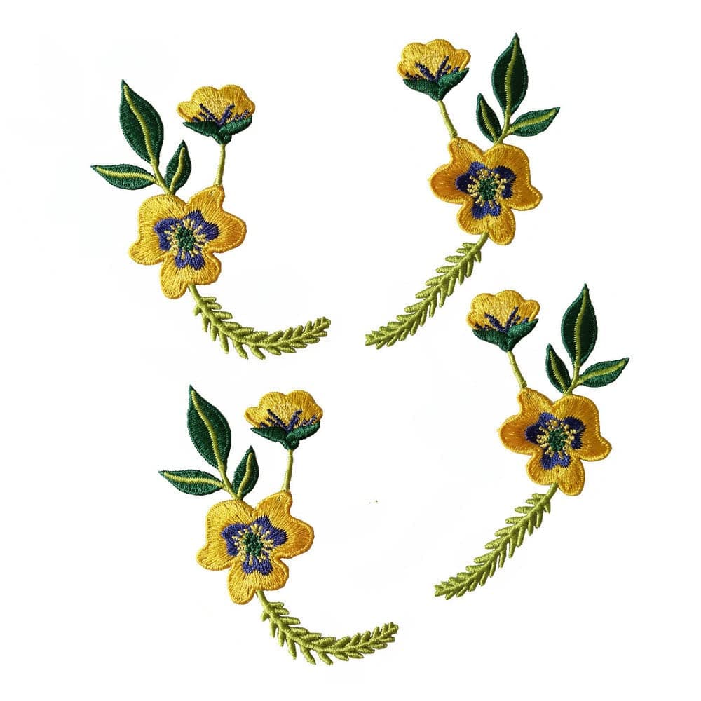 2pair Small Flowers Sewing Patches Embroidery Garment Sew DIY Decorations Accessories Applique Style C