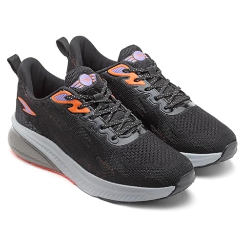 ASIAN Men’s Powerplay-09 Sports Running Shoes | Ultra-Light Memory Foam Shoes with High Energy Return Grip Sole Black Orange