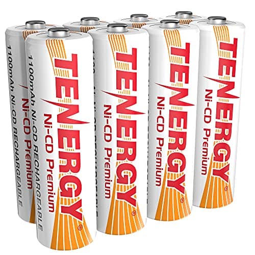 Tenergy AA Premium NiCd Rechargeable Batteries 1100mAh 1.2V Battery Pack for Solar Lights, Garden Lights, 8 Count
