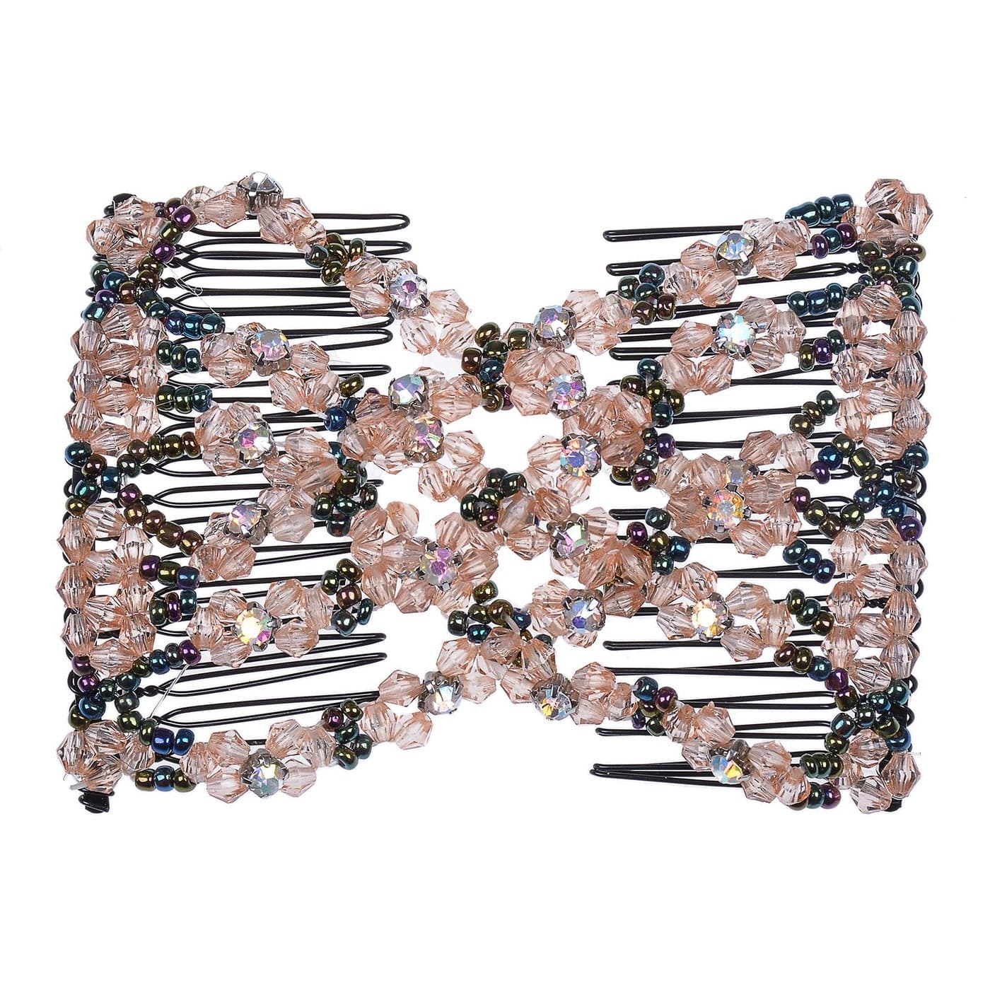 Lovef 1pcs Multifunction Beaded Magic Hair Accessory with Elastic Double Easy Clips and Insert Hair Jewelry CoffeeB