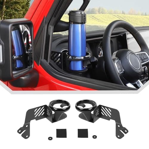 JeCar 2pcs Front Door Cup Holders for 2018-2024 2025 Up Jeep Wrangler JL JLU Gladiator JT (Driver & Passenger Side)