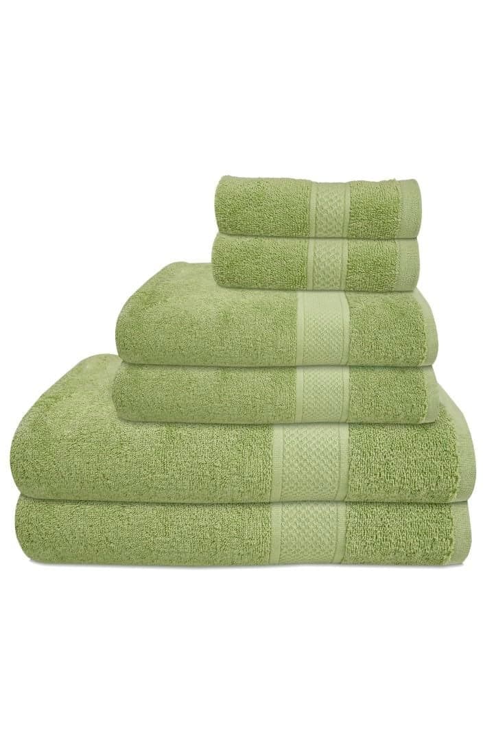 Ambra Linens 500 GSM Highly Absorbent 6 Pc Bath Towels Set, 100% Cotton, Soft and Plush, All Seasons Use, Extra Large, Everyday Use, Durable (Solid Green)